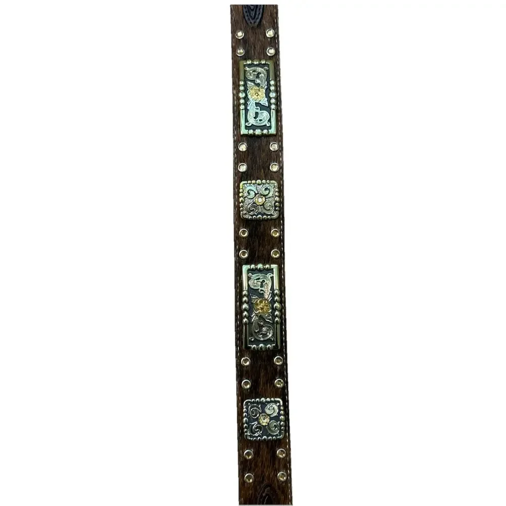 3D Belt Co Youth Kids 24 Hair On Cowhide Belt Bull Rider Buckle Embossed Leather